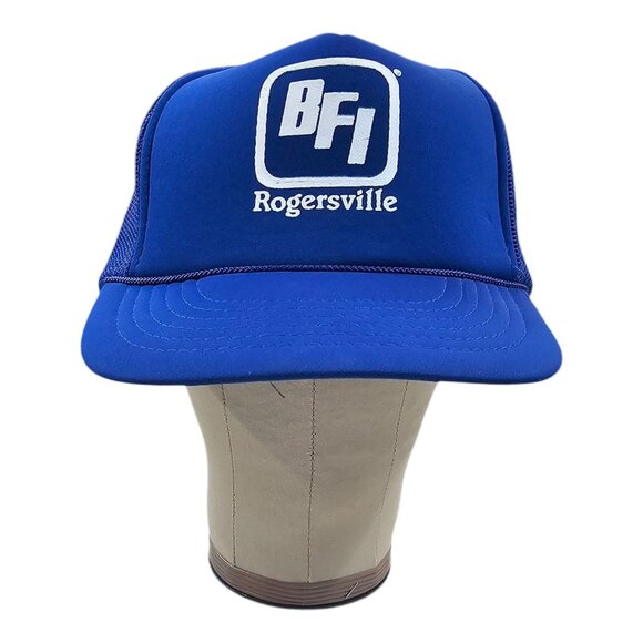 BFI Browning Ferris Rope Braid Mesh Snapback Cap Vintage 90s Foam Trucker Hat - Picture 9 of 13